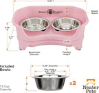 Neater Feeder Express Mess Proof Dog Bowls Elevated for Small Breed – Made in USA – No Spill Raised Slow Feeder Elevated Dog Bowl Stand, Stainless Steel Food and Water Bowl Set, Pink