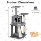 Tangkula Corner Cat Tree, Multi-Level Cat Tower with Top Perches & Cozy Condo, Natural Sisal Scratching Posts & Climbing Ladder, Playful Cat Hole & Hanging Balls, Climbing Play Center (Light Gray)