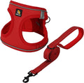 BELLA & PAL Step in Vest Harness for Small and Medium Dogs, No Pull Small Dog Harness with Leash Set, Comfortable Air Mesh Dog Vest Harness with Reflective Strip (Red, L)