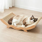Extra-Large Cat Scratcher Bed with Natural Sisal Scratching Pad, Wooden Cat Bed Lounge Hammock for Indoor Cats, Durable Cat Scratching Post Furniture for Large Cats