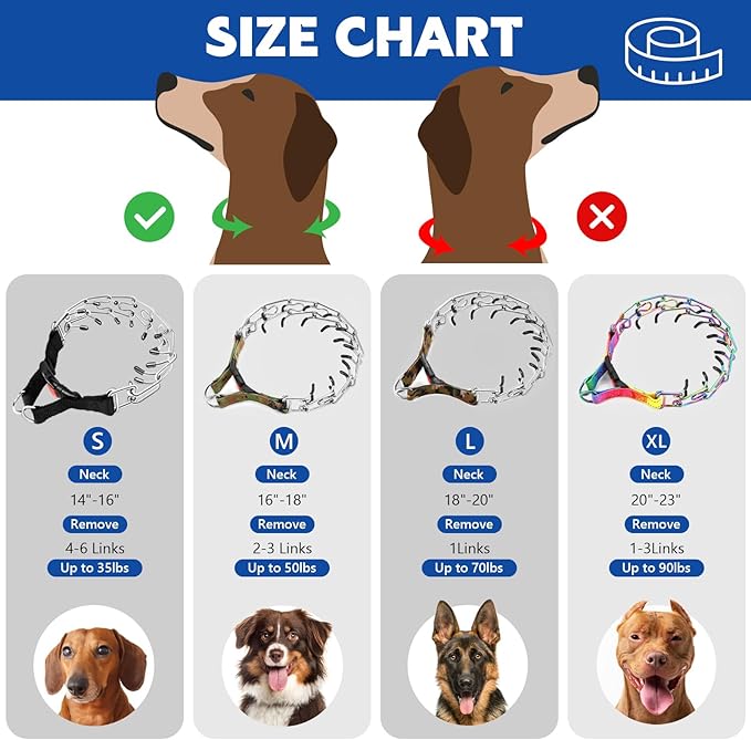 Supet Prong Collar for Dog Training Collar, Adjustable Dog Training Collar with Buckle for Small Medium Large Dogs(Packed with One Extra Links)