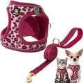 BELLA & PAL Step in Vest Harness for Small and Medium Dogs, No Pull Small Dog Harness with Leash Set, Comfortable Air Mesh Dog Vest Harness with Reflective Strip (Pink Leopard, M)