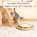 Cat Scratcher Round Natural Sisal Scratching Pad Interactive Scratcher Toys for Indoor Small Cats and Kitten Chasing Hunting Mental Physical Exercise Puzzle