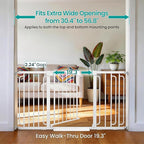 Cumbor 30.4-56.8" Extra Wide Baby Gate for Stairs, Dual Lock & Self-Closing Dog Gate Indoor, Easy Install Pet Gate for Doorways & Wide Openings, Easy Walk Thru Safety Proofing for Babies & Pets, White