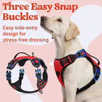 rabbitgoo Dog Harness for Large Dogs, No Pull Pet Harness with Soft Padded Handle, Adjustable Reflective Vest with 3 Buckles, Easy Walking Harness with 2 Leash Clips, Red, L