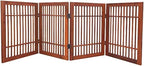 Urnporium Pet Dog Gate Freestanding, Strong Durable Folding Wooden Fence, Portable Acacia Hardwood Safety Barrier for Indoor & Outdoor Use (Brown Pet Gate, 4 Panel 24" Tall)