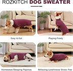 ROZKITCH Dog Pajamas for Small Dogs, Pet Windproof Warm Cold Weather Jacket Vest Cozy Jumpsuit Apparel Outfit Clothes for Walking Hiking Travel Sleep Red XS