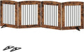 HOOBRO Indoor Dog Gate with Support Feet, 24 Inch 4 Panels, Freestanding Pet Gate for Doorway, Stairs, Folding Dog Fence, 360° Hinge for Easy Access, Sturdy Iron Pipe, Rustic Brown BF54PP03