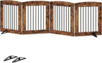 HOOBRO Indoor Dog Gate with Support Feet, 24 Inch 4 Panels, Freestanding Pet Gate for Doorway, Stairs, Folding Dog Fence, 360° Hinge for Easy Access, Sturdy Iron Pipe, Rustic Brown BF54PP03