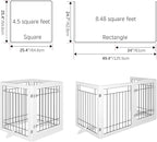 Vantas Folding Pet Gate 96" Wide, 30" Tall No-Assembly Wooden Dog Gate with Door Walk Through, Freestanding Wire Pet Puppy Safety Fence, with 2PCS Support - White