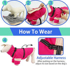 MIGOHI Snowproof Dog Jacket with Harness Reflective Small Dog Coat with Sleeves,Waterproof Fleece Winter Puffer Jacket for Dogs,Turtleneck Puppy Coats for Dogs Chilly Day,S,Rosered