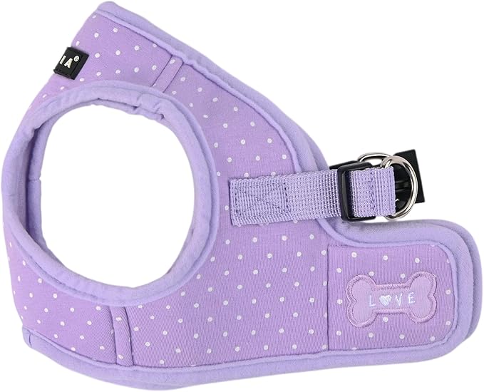 Puppia Dotty Dog Vest Harness B (Step-in) Fashionable Polka Dot Pattern Spring Summer Harness for Small Dogs, Violet, Medium