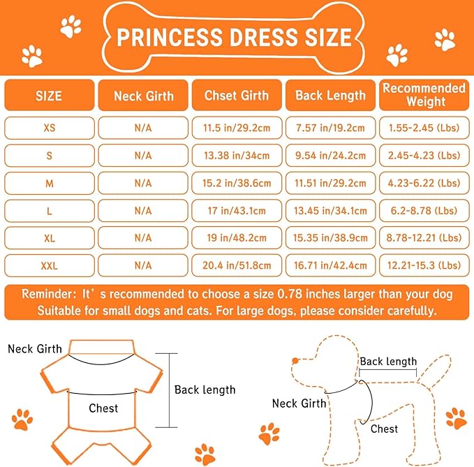 TAPBULL Dog Dresses, Fashionable Pet Dog Clothes, Cute Cat Birthday Dress Outfit (Orange/Red/Yellow/Blue/Pink 5-Pack), Large