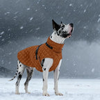 Kuoser Dog Coat Warm Fleece Lining Turtleneck Dog Jacket with Harness Built-in, Adjustable Windproof Cold Weather Coats with Quick Release Buckle Pet Winter Snowsuit for Medium Large Dogs, Khaki L