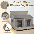 55.5" L Extra Large Dog House Outdoor, Wooden Dog Kennel for Large Breeds, Weatherproof XL Dog House with Openable Roof & 2 Doors, Cozy Indoor/Outdoor Doghouse for Large Small Dogs