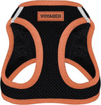Best Pet Supplies - All Weather Mesh/Plush, Reflective, No Pull Harness for Small, Medium Dogs, Cats - Secure with Hook & Loop Fastener, Buckle, Double D-Rings - Black/Orange Trim, S