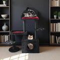 Montary 44.5" Gothic Multi-Level Cat Tree Tower, Featuring A Removable Cushion, Hammock, Cozy Cat Nest, Interactive Toy, Soft Fabric, Black
