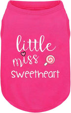 Pink Cotton Dog Shirt with 'Little Miss Sweetheart' Print, Soft & Breathable Pet Apparel for Small to Large Dogs, All-Season Sleeveless Vest, Cute and Comfortable Dog Outfit.Pink Lollipop XS