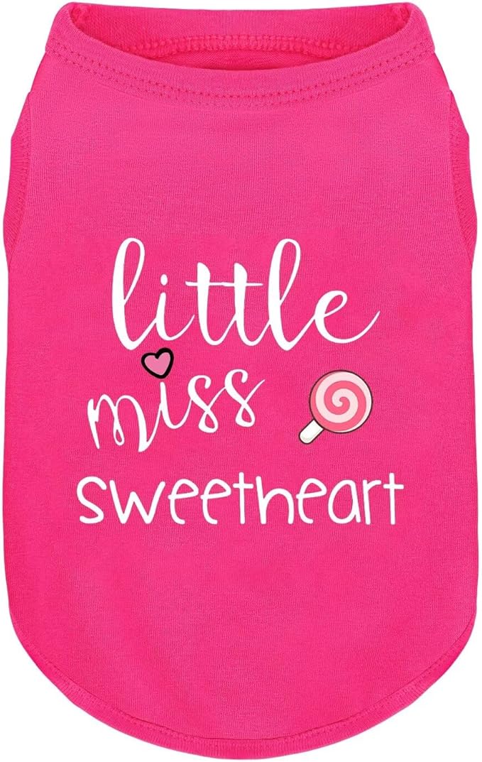 Pink Cotton Dog Shirt with 'Little Miss Sweetheart' Print, Soft & Breathable Pet Apparel for Small to Large Dogs, All-Season Sleeveless Vest, Cute and Comfortable Dog Outfit.Pink Lollipop 4XL