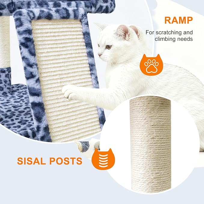 82" Tall Cat Tree,Giant Cat Tree for Indoor Cats Large Adult, Heavy Duty Cat Tree Tower, Extra Large Cat Trees with Scratching Posts, Cat Condos, Hammock,Top Perch,Ramp (Blue Grey)