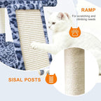 82" Tall Cat Tree,Giant Cat Tree for Indoor Cats Large Adult, Heavy Duty Cat Tree Tower, Extra Large Cat Trees with Scratching Posts, Cat Condos, Hammock,Top Perch,Ramp (Blue Grey)