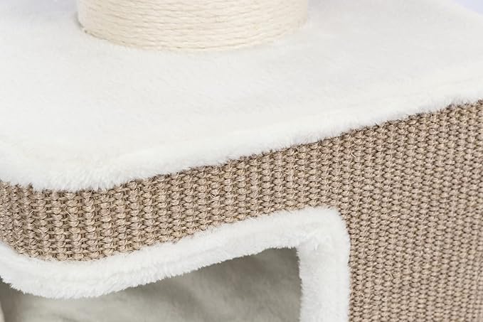 TRIXIE Ava Cat Tree with Condo, Cozy Top Platform with Removable Cushion, Dangling Cat Toy