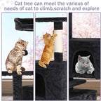 Cat Tree 70 Inches Cat Tower for Indoor Cats Multi-Level Cat Condo with Litter Box Enclosure,Scratching Posts for Indoor Cats (Dark Gray)
