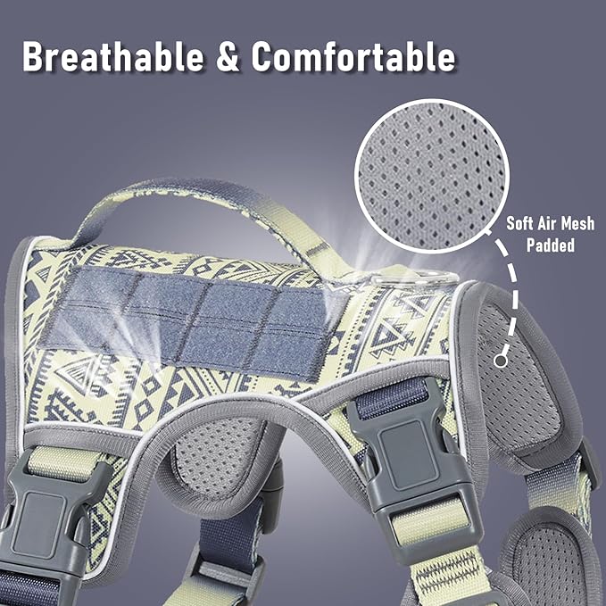 No-Pull Dog Harness for Small Breeds, Anti-Escape Walking Reflective Adjustable Lightweight Puppy Vest, Breathable Oxford Material, Easy On/Off With Neck Buckle, Gray XS