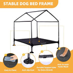 42" Dog House Outdoor Indoor with Breathable Mesh Windows, 2-in-1 Outside Dog House Elevated Dog Bed Cot Dog Tent Shade Shelter, Easy to Assemble & Clean (42 INCH)