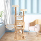 Cat Tree Tower Multi-Level Cat Climbing Frame 54 -Inch Modern MDF Cat Condo Cage for Large Cat with Scratching Posts (52 * 52 * 26(cm))