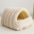 Cozy Cat Cave Bed, Enclosed Winter Cat House with Removable & Machine Washable Cover, Upgraded Warm Plush Cushion for Indoor Cats & Small Dogs (Beige)
