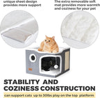 Cat Bed for Indoor Cats,Covered Cat Cave House & Furniture with Scratch Pad,Foldable Cat Hideaway Hut Cute Cat Condo with Soft Washable Mat for Multi Small Pet Under 30 lbs,Dark Grey
