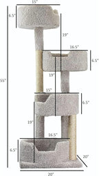 Maykoosh Rustic Romance Large Cat Stairway Neutral Color Solid Wood Cat Playground, Modern Multi-Level Cat Tree Tower for Indoor Cats, 20" L x 20" W x 55" H Beige