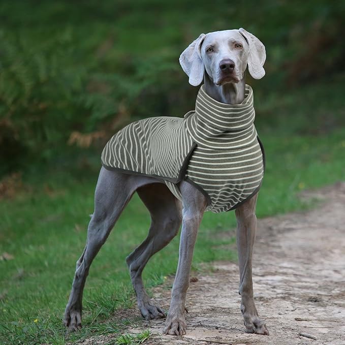 ROZKITCH Dog Winter Coat Soft Pullover Pajamas, Pet Windproof Warm Cold Weather Jacket Vest Cozy Jumpsuit Apparel Outfit Clothes for Walking Hiking Travel Sleep Stripe 4XL