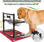 SHAINFUN Elevated Slow Feeder Dog Bowls with Mat, Adjustable Height, Tall Raised Dog Food Water Bowl Stand for Large & Medium Dogs
