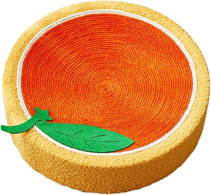 Cat Scratcher Bed Lounge Round Anti Slip Bottom 40cm Mat Cat Scratch Pad for Indoor Cats to Play, Rest, Grind Kitten Training, Orange