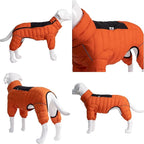 Lovelonglong Warm Jacket - 4 Legs Covered Waterproof Windproof Reflective Vest, Zippered Adjustable Outdoor Snow Jacket for Small Medium Large Dogs, Orange XL