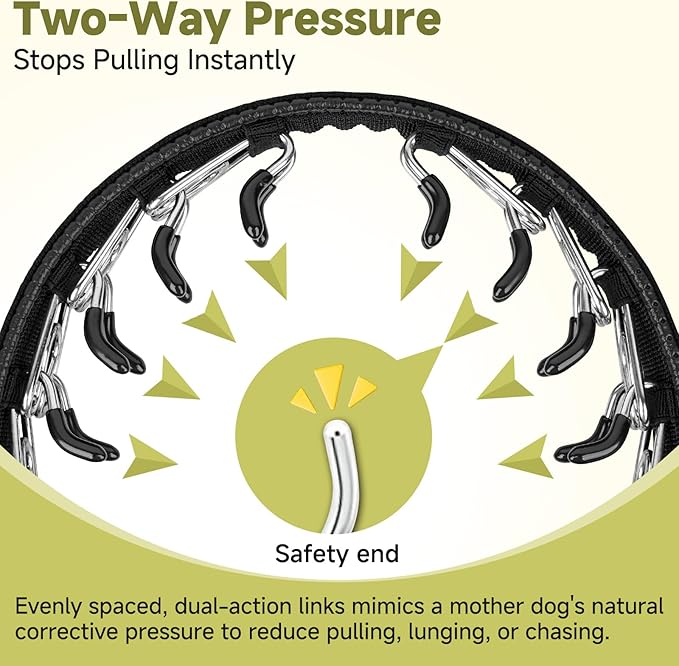 Mayerzon Martingale No Pull Collar for Large Medium Dogs, Patented Dog Walking Training Collar for Pulling, 1.5'' Wide Alloy Buckle, Neoprene Padded, Adjustable, Reflective, Easy to Use(XL, Black)