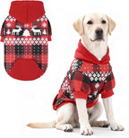 KOOLTAIL Christmas Dog Hoodie,Red Plaid Pet Clothes Sweater with Leash Hole&Pocket for Small Medium Large Dogs, Soft Winter Warm Dog Cold Weather Coat, Fleece Puppy Hooded Sweatshirt for Boys Girls,XL