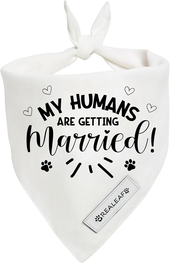 Realeaf My Humans are Getting Married Dog Bandana,Wedding Outfit for Boy and Girl, Premium Durable Fabric, Engagement Announcement for Large and XLarge Dogs (Large)