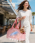 Pecute Dog Purse Carrier, Lightweight Dog Carriers for Small Dogs with Large Pockets, Dog Soft-Sided Carriers up to 6.6lbs, Pet Carrier for Puppy Cat, Suitable for Travel, Subway, Pink