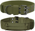 Tactical Dog Collar with Handle, Military Adjustable Heavy Duty Metal Buckle Dog Collars Soft Nylon Training Collar for Medium Large Dogs (Green, Medium)