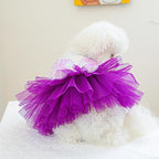 Fashion Sweet Puppy Dog Blingbling Princess Skirt Pet Dog Lace Cake Camisole Tutu Dress B-Purple S