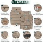 SPACE LION Dog Puffer Jacket, Down Winter Coat, Durable Outdoor Coat for Cold and Windy Conditions, Lightweight & Adjustable Fit Coats for Medium & Large Dogs,(Khaki, Size16/XL)