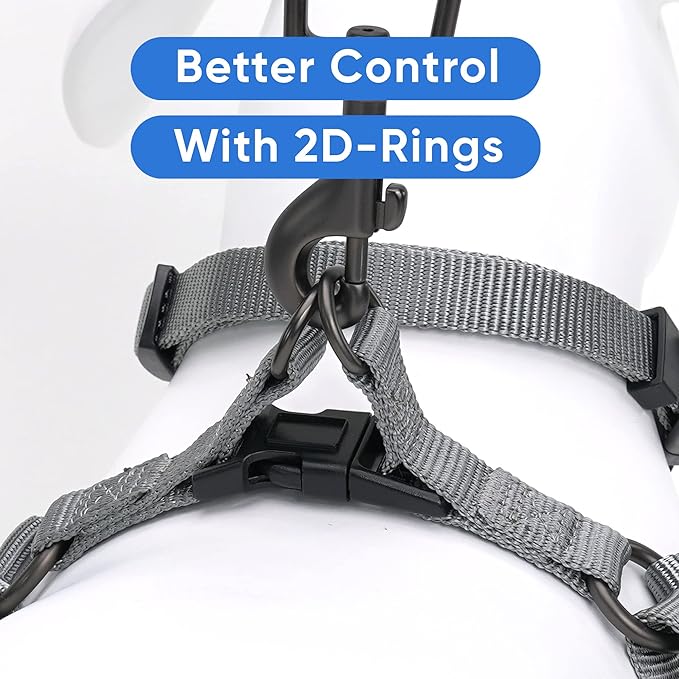 Pawtitas Solid Step-in Dog Harness – Adjustable No-Pull Vest for Puppies to Seniors, Safe & Comfortable L Grey
