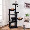 Tall Cat Tree,63in Multi-Level Cat Tower for Indoor Cats Large Adult,Gothic Cat Stand with Scratching Posts,Basket,Condo,Plush Perch,Cats Toys for Climbing,Interactive and Hidden,Black