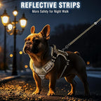 Tactical Dog Harness and Leash Set Medium Sized Dog,Heavy Duty No Pull Service Dog Vest and 10 Patches with Dog Seat Belt,Reflective Adjustable Pet Harness for Training Walking Hiking Camo M