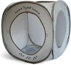 Feline Ruff Home Sweet Home Pop Up Cat Cube. A Collapsible Indoor Cat House. Covered Pet Bed Hideaway Cave for Dogs and Other Pets Too. (Pop Up Cube- Gray)