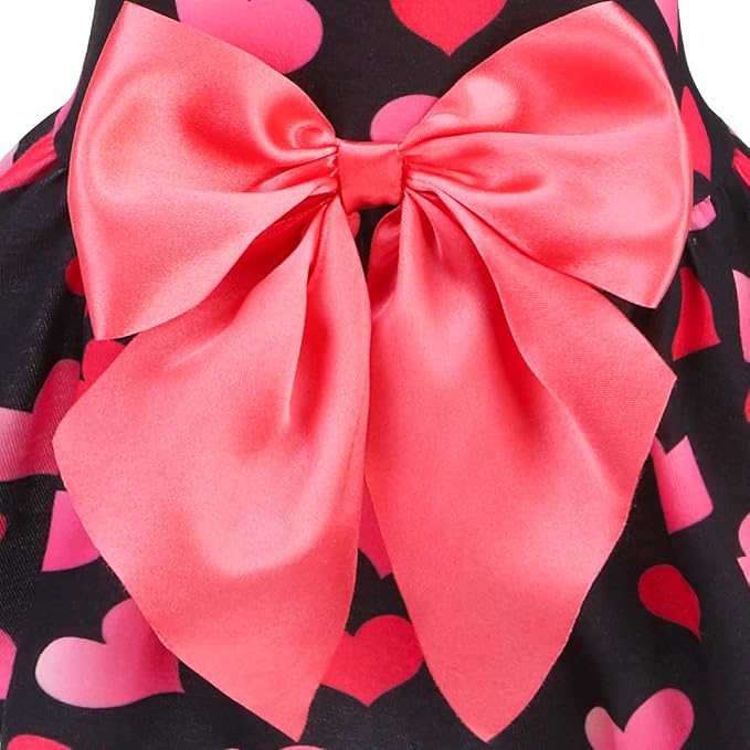 PUPTECK Print Dog Spring Dress Pet Costumes Apparel with Cute Bowtie Puppy Clothes Outfit, Heart, M