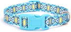 Dog Collar with Leash Airtag Holder Case Set - Dog Collars for Male Female Boy Girl Puppy X-Small Small Medium Large Dogs Walking Running Training - Blue Lattice/XS